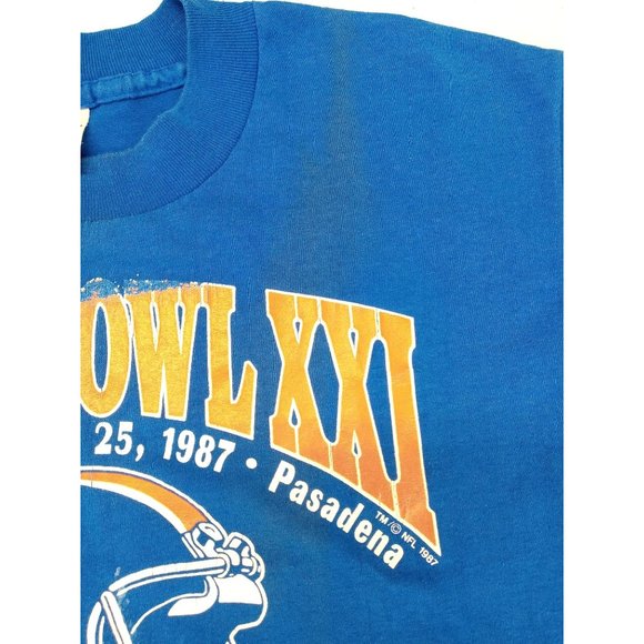 Vintage T-shirt Super Bowl 21 Pasadena Rose Bowl Denver Broncos Medium 1987 - Picture 11 of 14